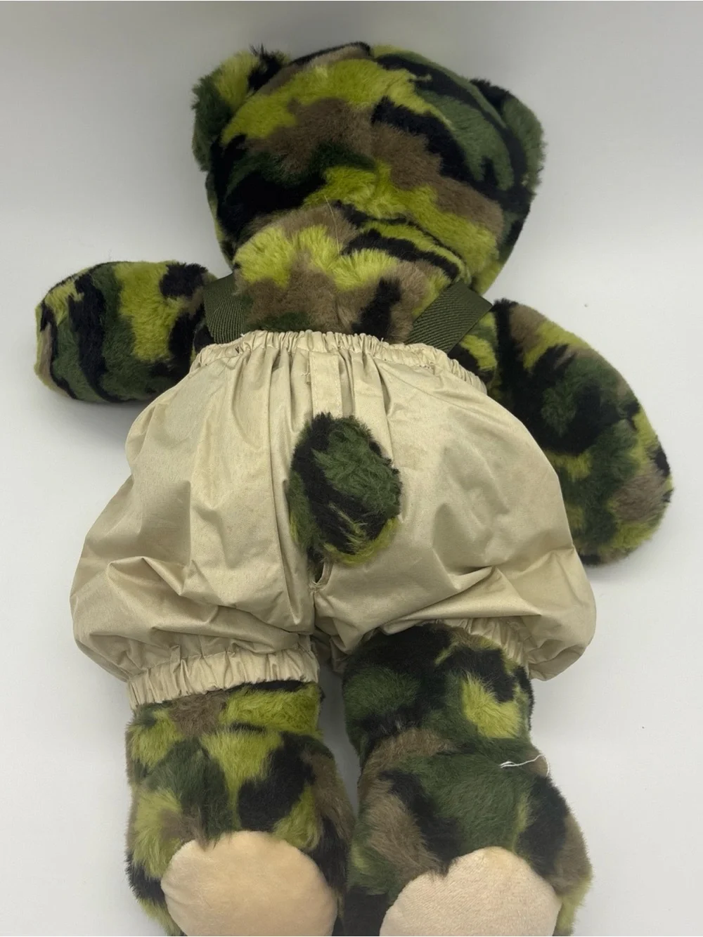 Build-A-Bear Camo Plush with Khaki Suspender Overalls